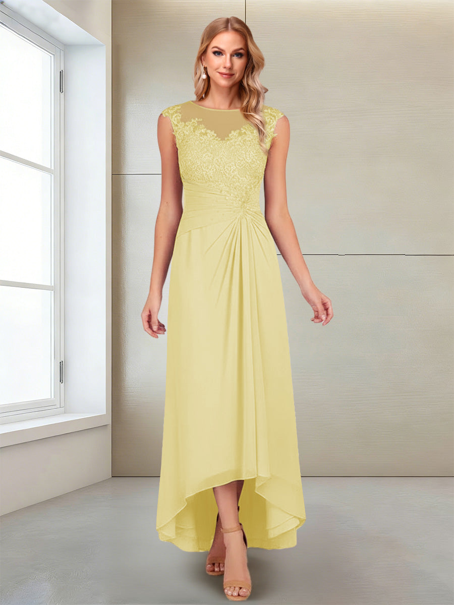 Rosa Pearl Daffodil front view mother of the bride dress