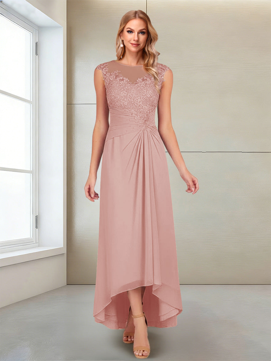 Rosa Pearl Dusty Rose back view mother of the bride dress