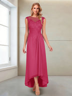 Rosa Pearl Fuchsia front view mother of the bride dress