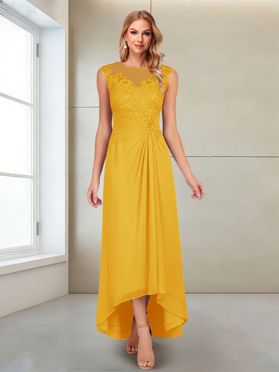 Rosa Pearl Gold front view mother of the bride dress