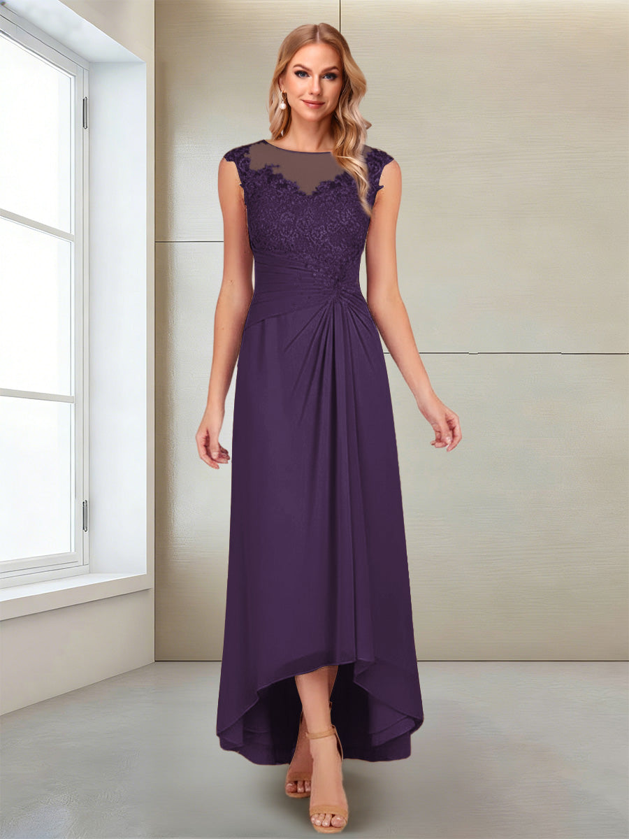 Rosa Pearl Grape front view mother of the bride dress