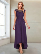 Rosa Pearl Grape front view mother of the bride dress