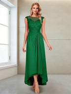Rosa Pearl Forest Green front view mother of the bride dress