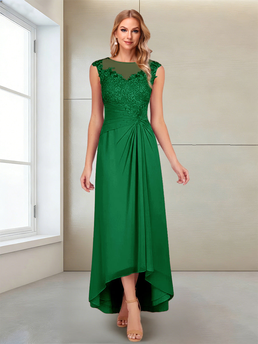 Rosa Pearl Forest Green front view mother of the bride dress