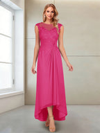 Rosa Pearl Hot Pink front view mother of the bride dress