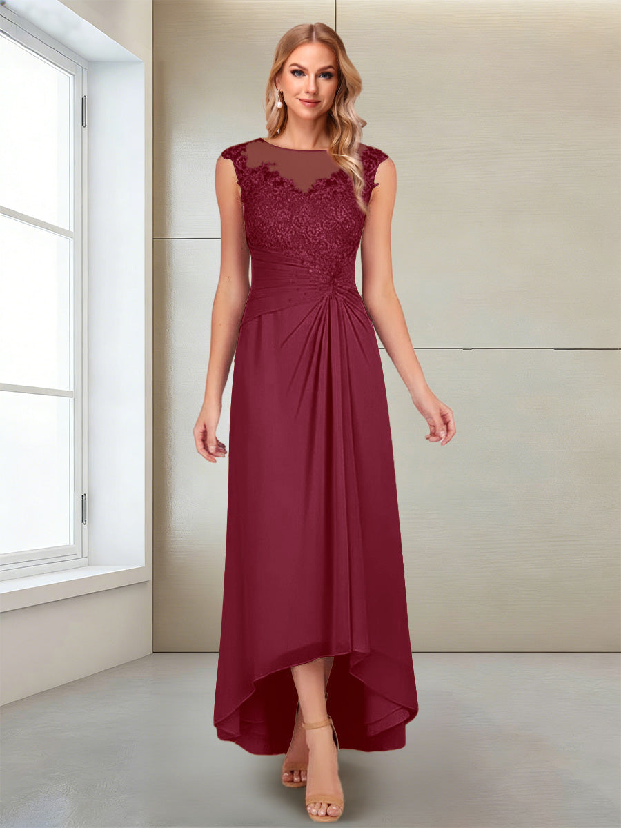 Rosa Pearl Burgundy back view mother of the bride dress