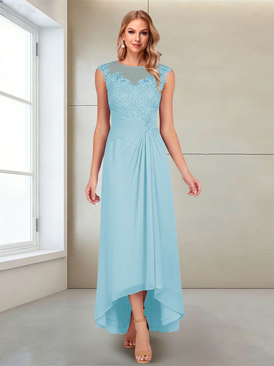 Rosa Pearl Sky Blue back view mother of the bride dress
