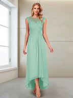 Rosa Pearl Mint Green front view mother of the bride dress
