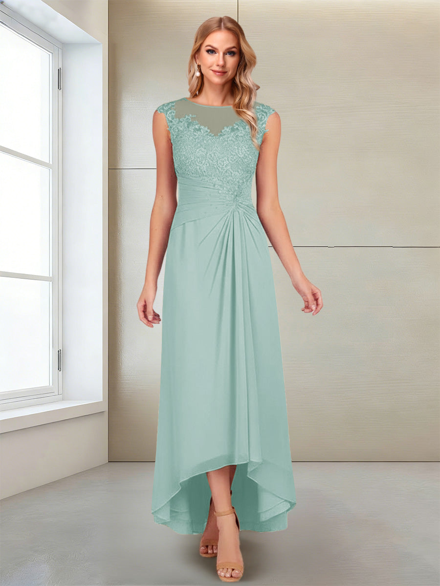 Rosa Pearl Pool Blue front view mother of the bride dress