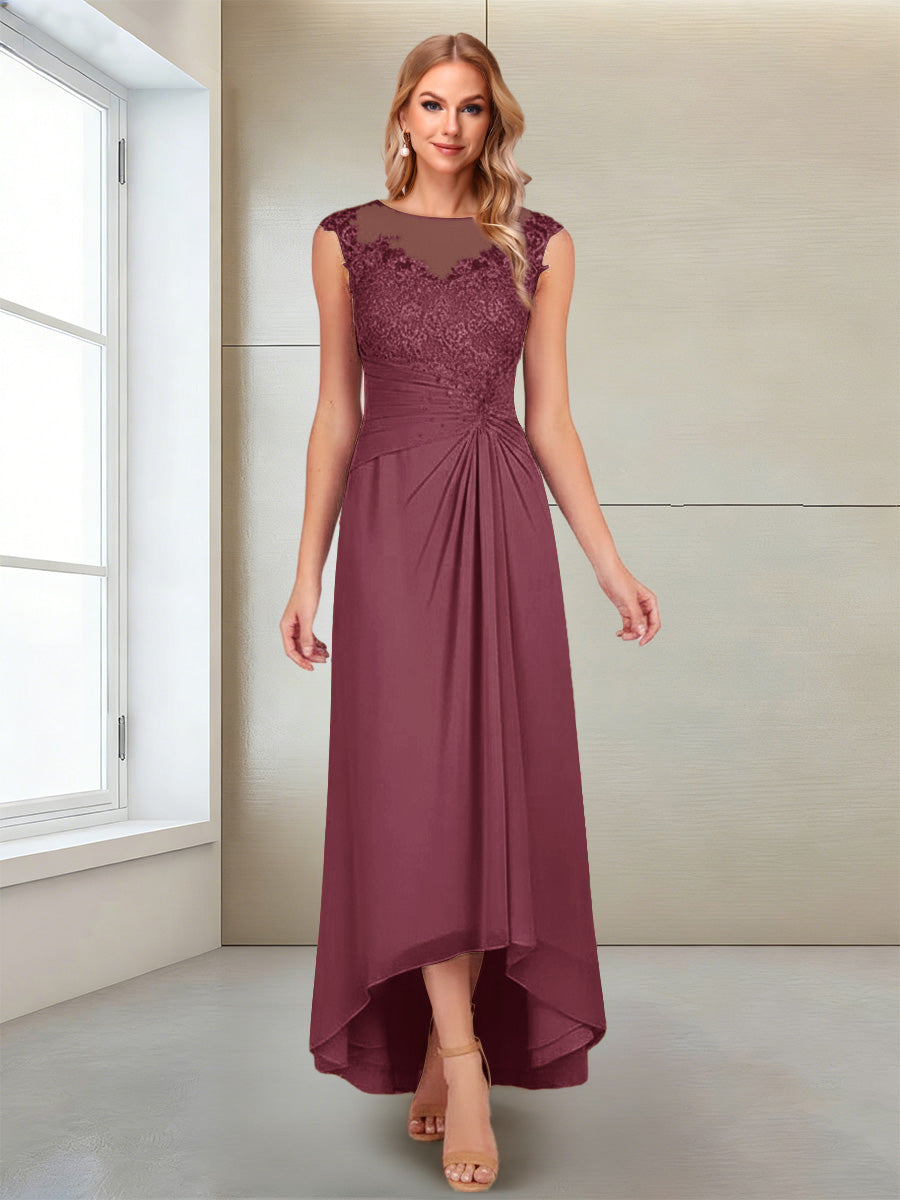 Rosa Pearl Plum front view mother of the bride dress