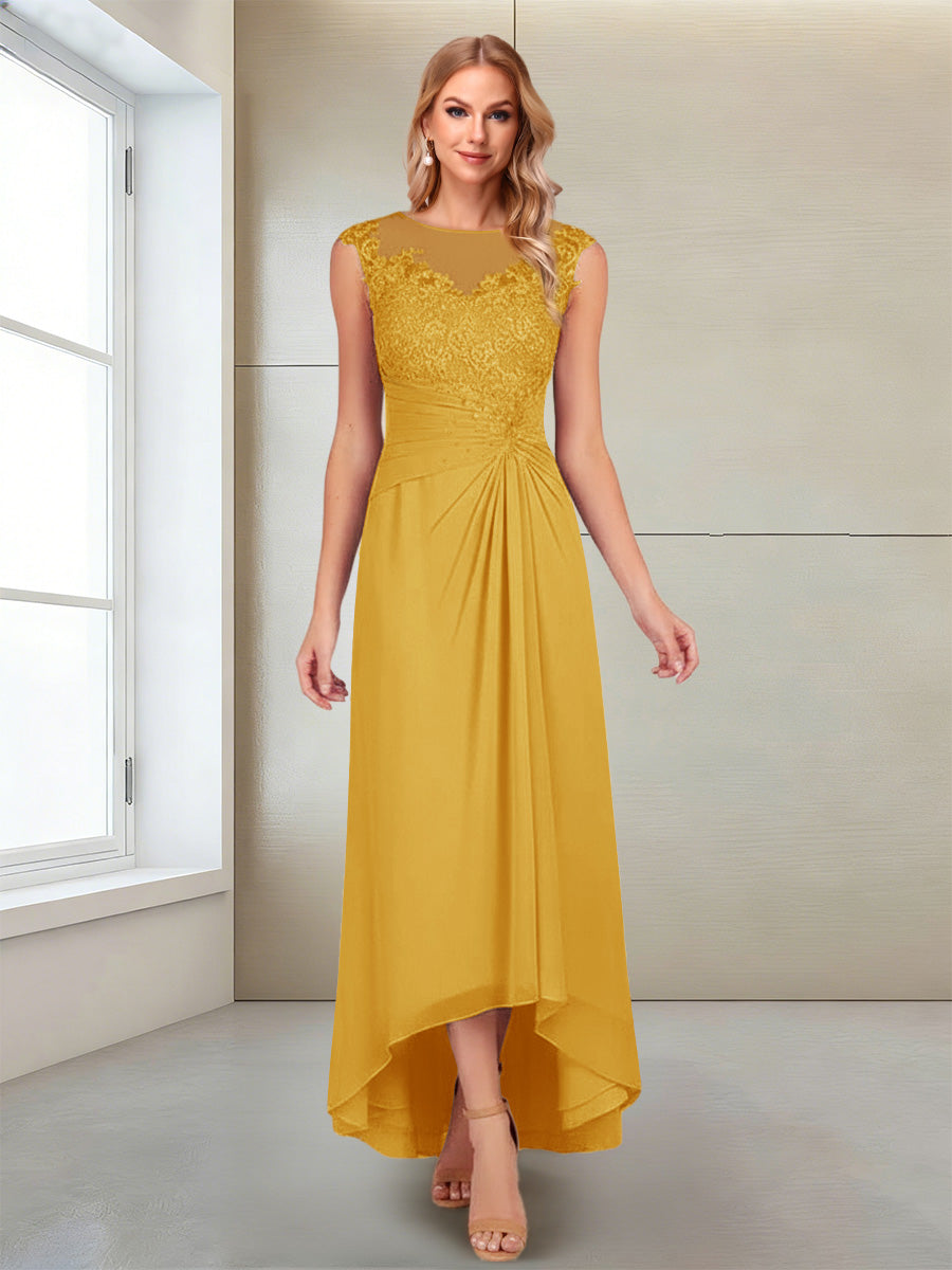 Rosa Pearl Gold back view mother of the bride dress