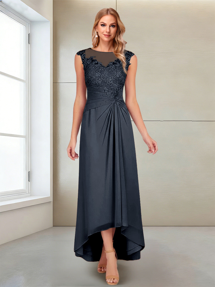 Rosa Pearl Navy Blue front view mother of the bride dress
