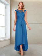 Rosa Pearl Ocean Blue front view mother of the bride dress