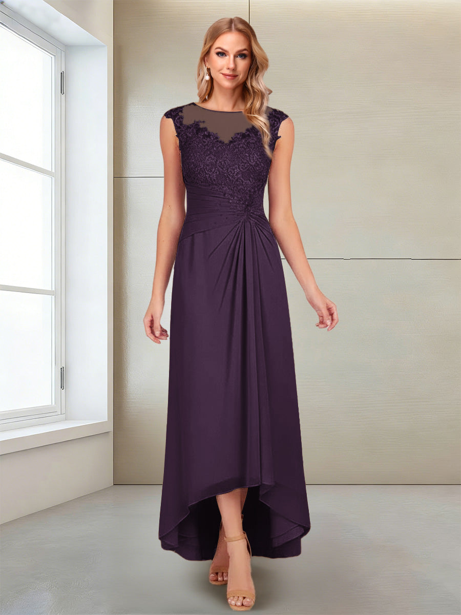 Rosa Pearl Plum back view mother of the bride dress