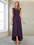 Rosa Pearl Plum back view mother of the bride dress