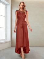 Rosa Pearl Rust front view mother of the bride dress