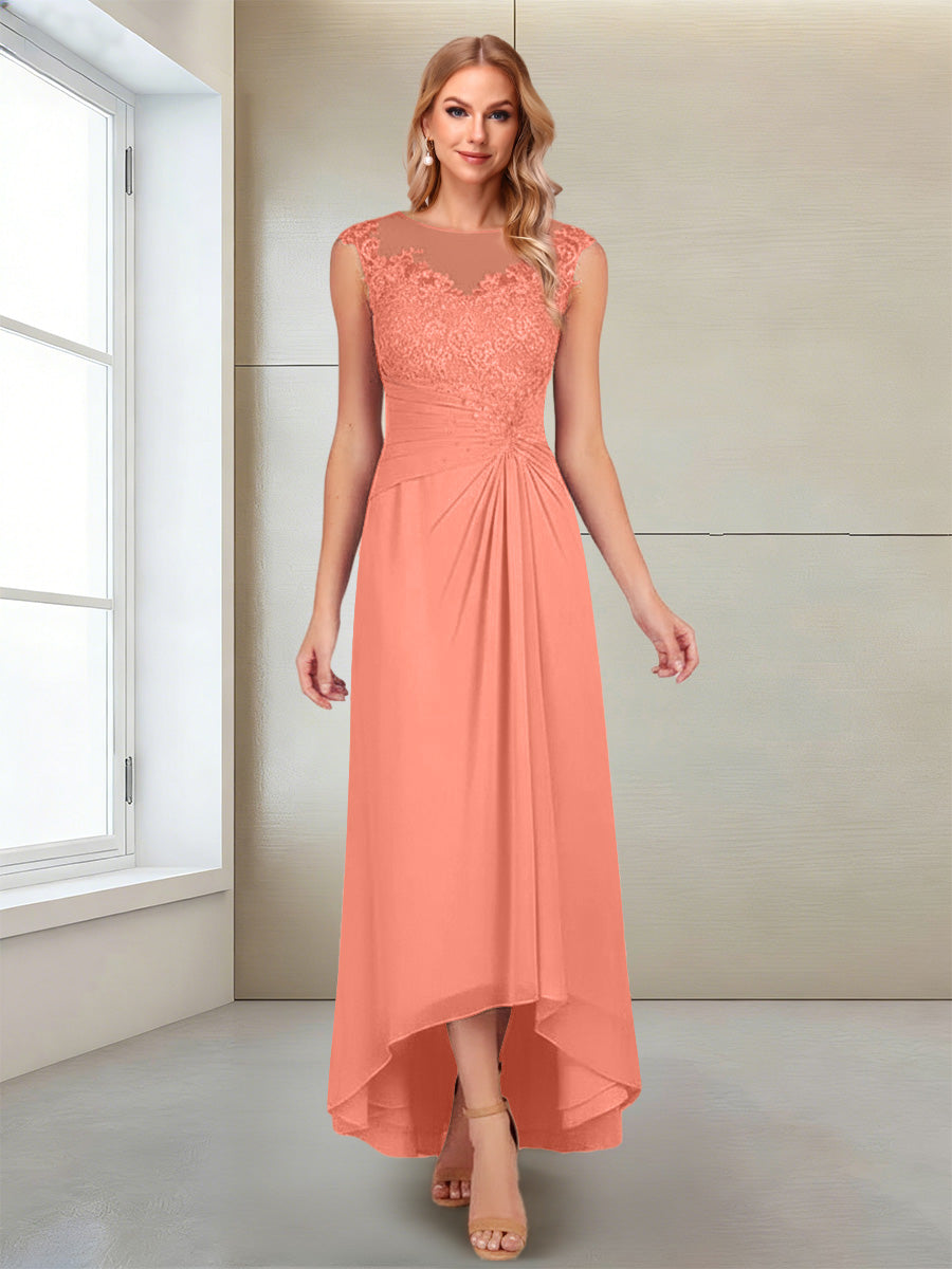 Rosa Pearl Coral back view mother of the bride dress