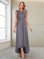 Rosa Pearl Steel Grey front view mother of the bride dress