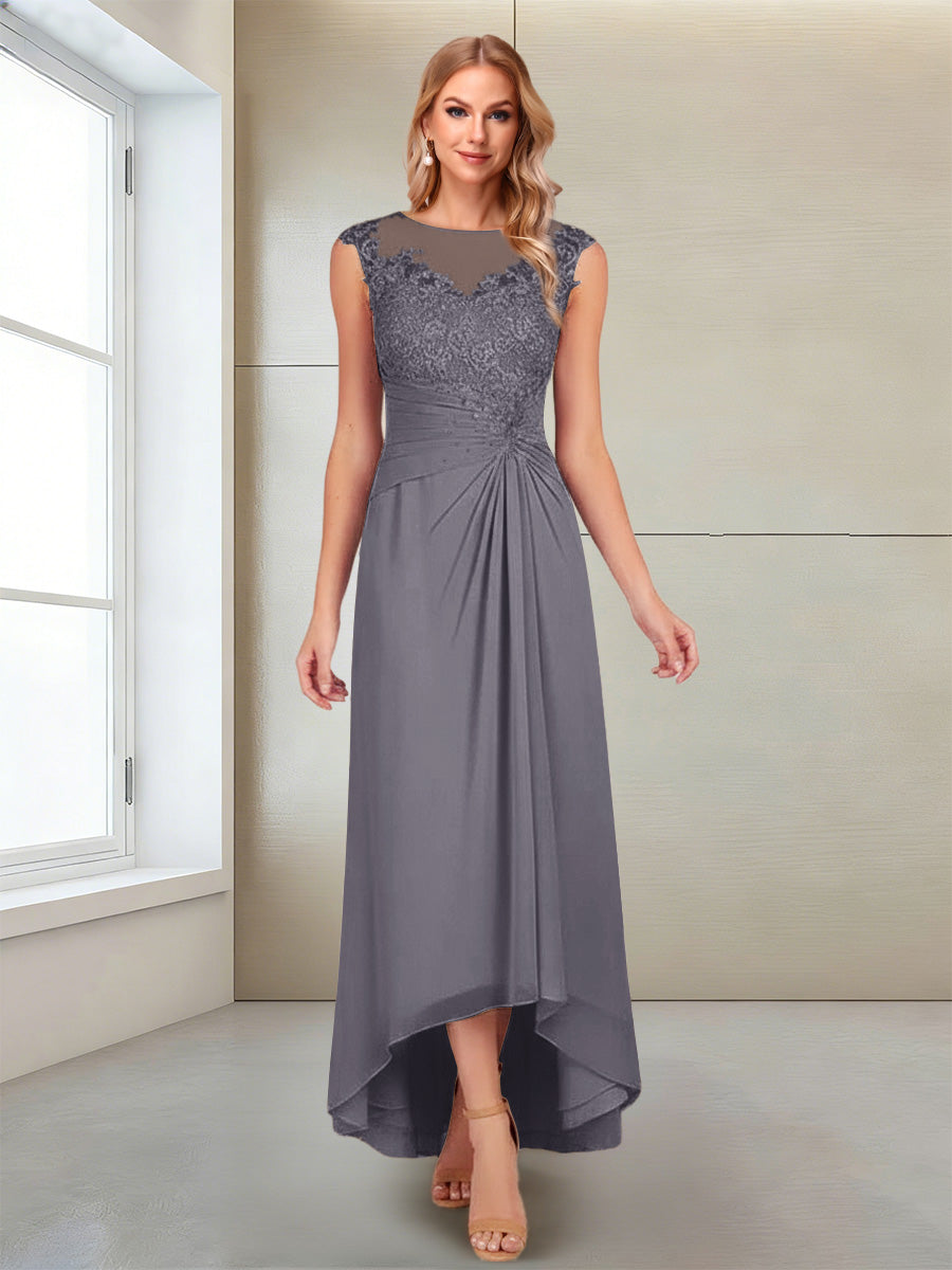 Rosa Pearl Steel Grey front view mother of the bride dress