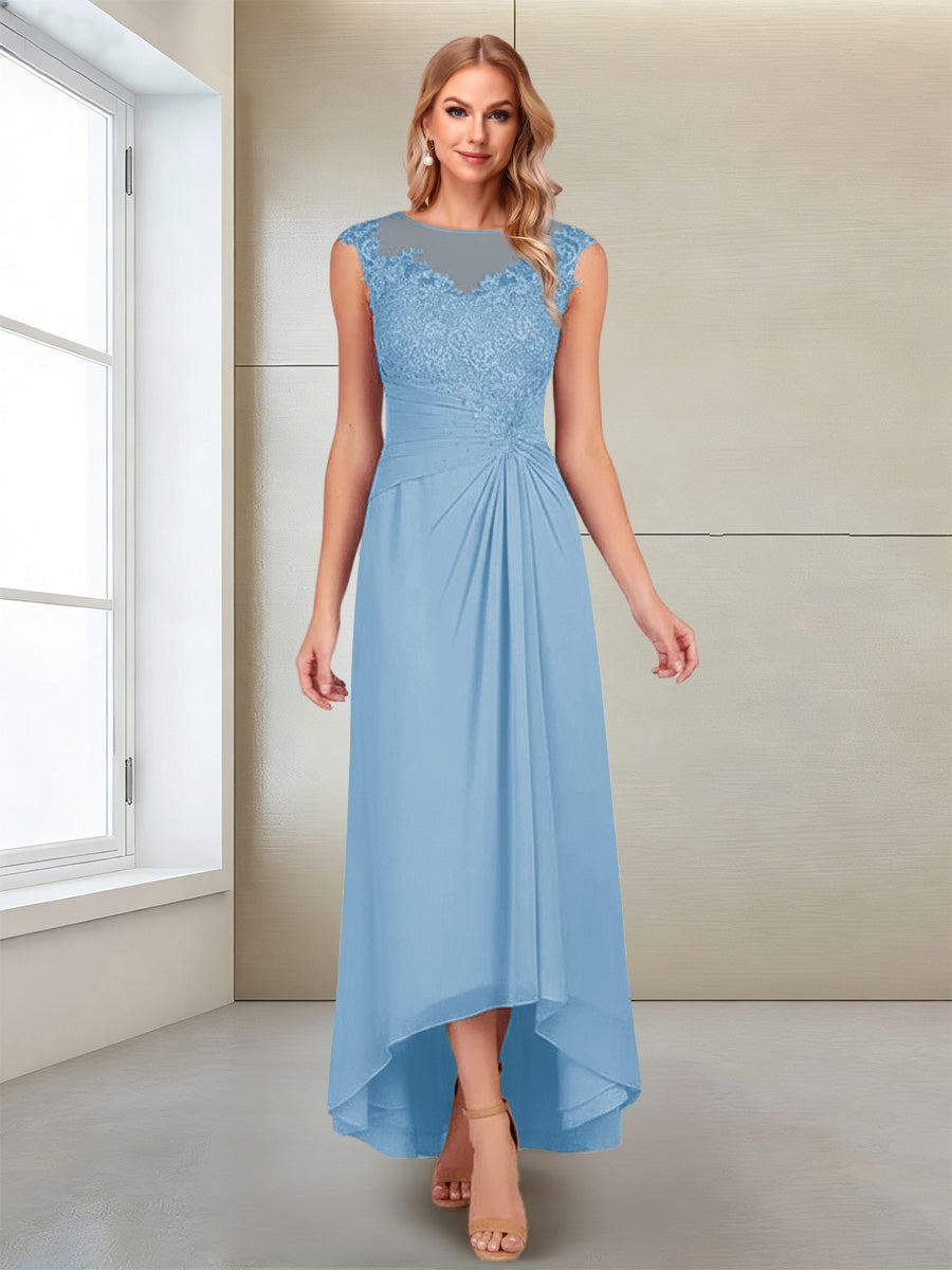Rosa Pearl Sky Blue side view mother of the bride dress