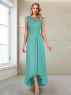Rosa Pearl Pool Blue back view mother of the bride dress