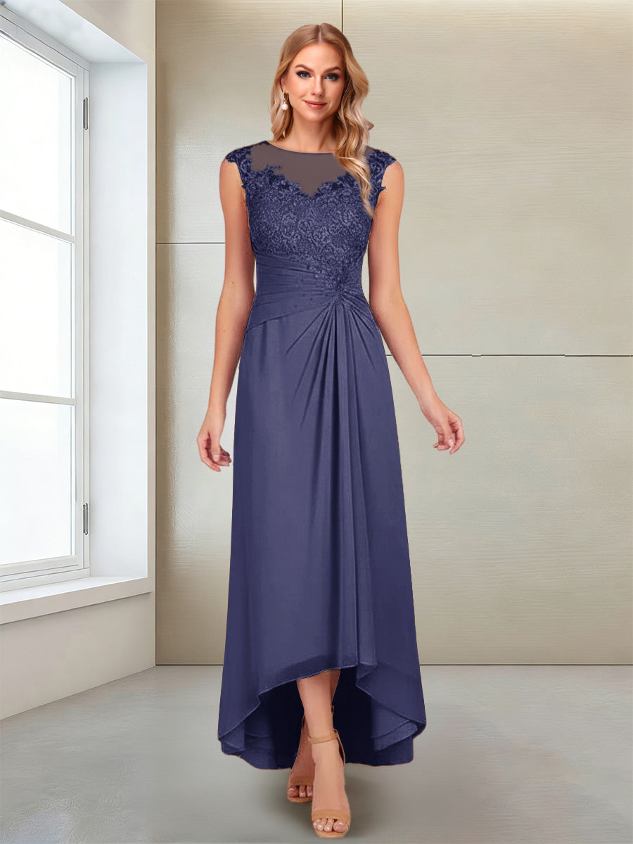 Rosa Pearl Dusty Blue back view mother of the bride dress