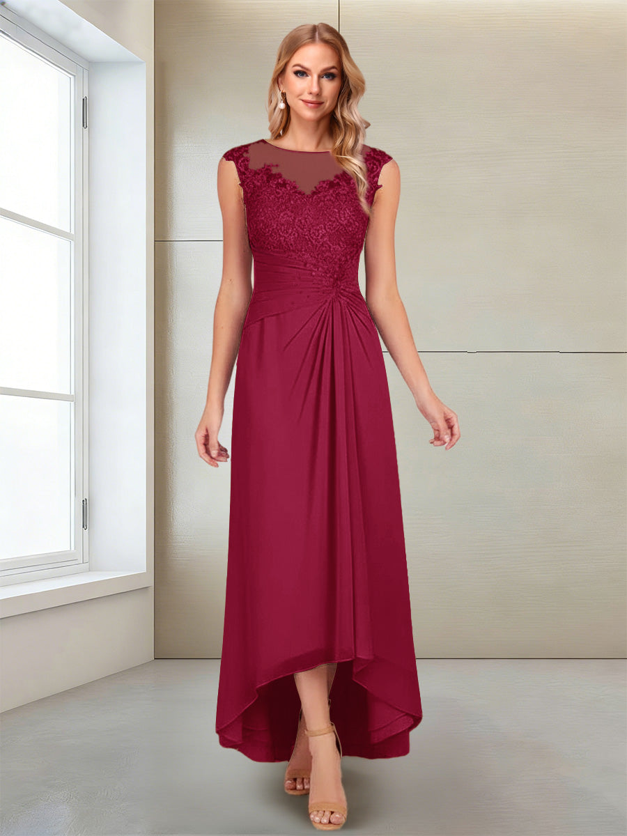 Rosa Pearl Burgundy side view mother of the bride dress