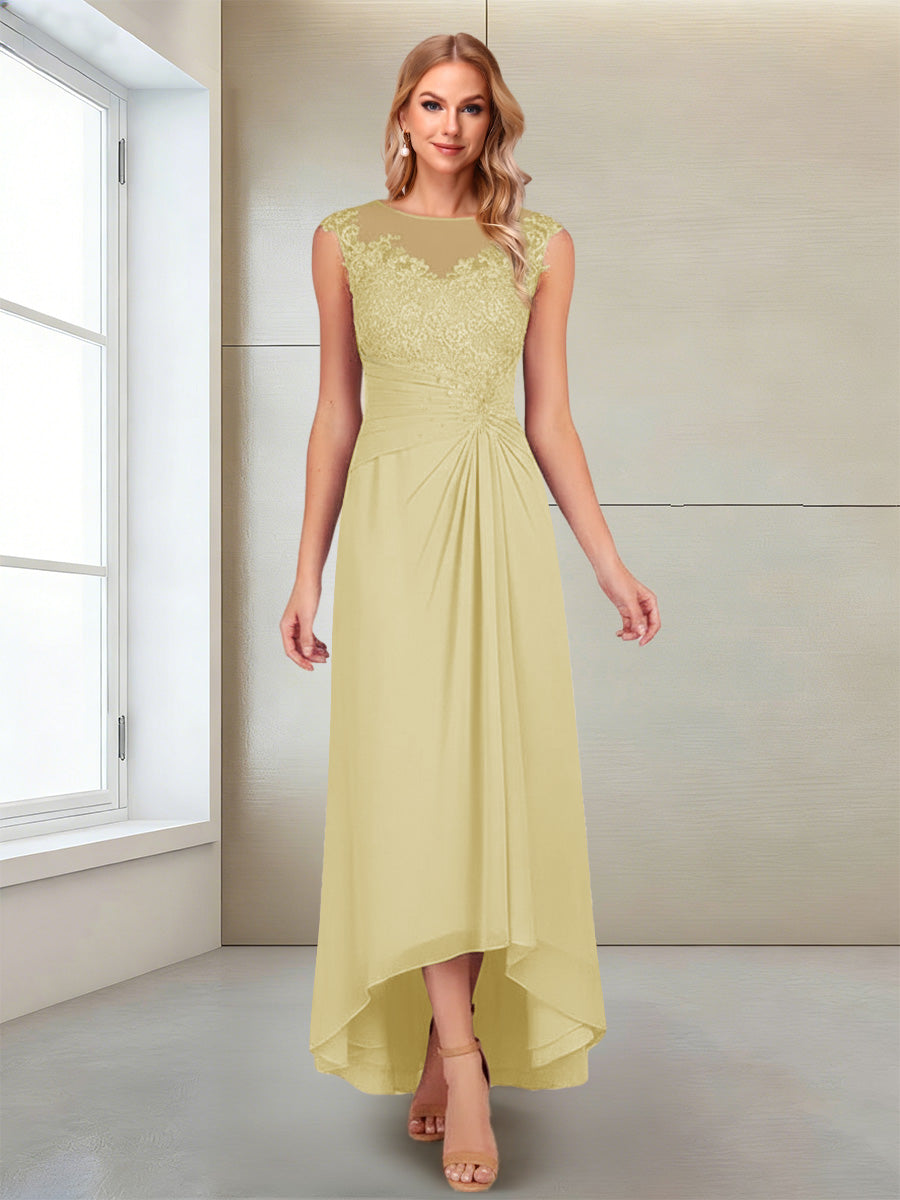 Rosa Pearl Yellow front view mother of the bride dress