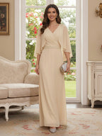Ivy Elise Champagne front view mother of the bride dress