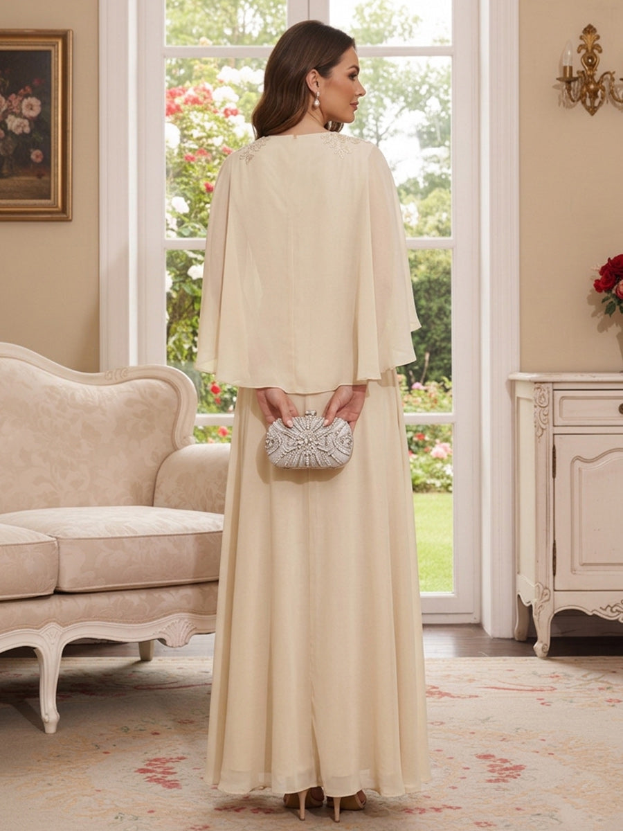 Ivy Elise Champagne back view mother of the bride dress