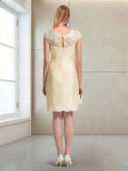 Marissa Mae Champagne back view mother of the bride dress