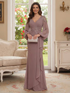 Sophia Mae Dusty Rose front view mother of the bride dress