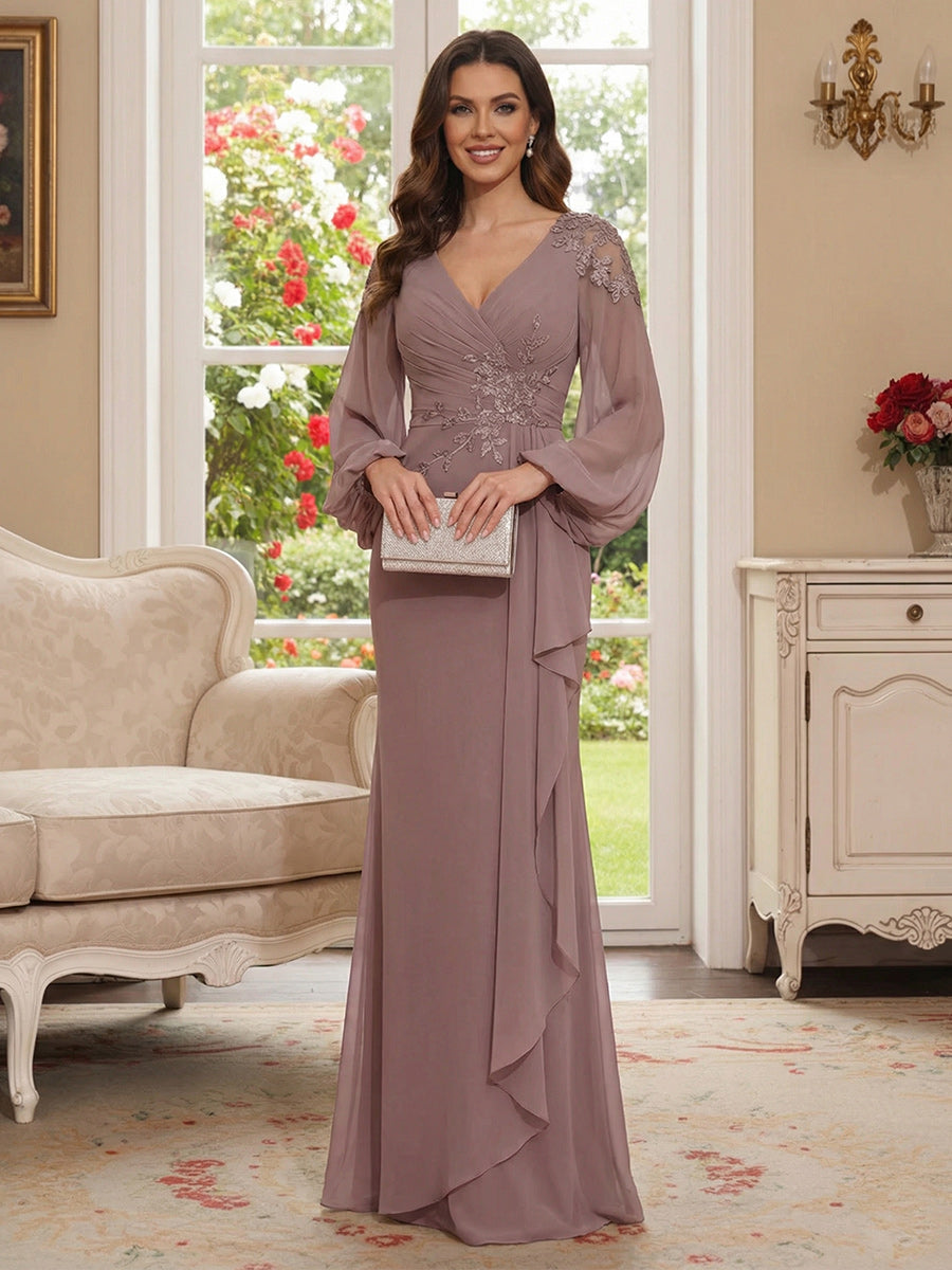Sophia Mae Dusty Rose front view mother of the bride dress
