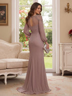 Sophia Mae Dusty Rose back view mother of the bride dress