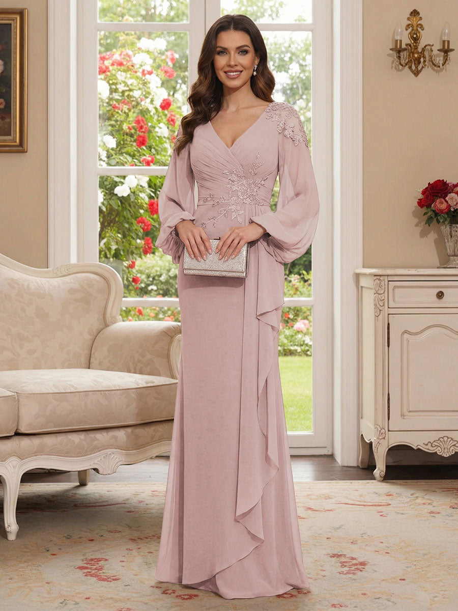 Sophia Mae Dusty Rose side view mother of the bride dress