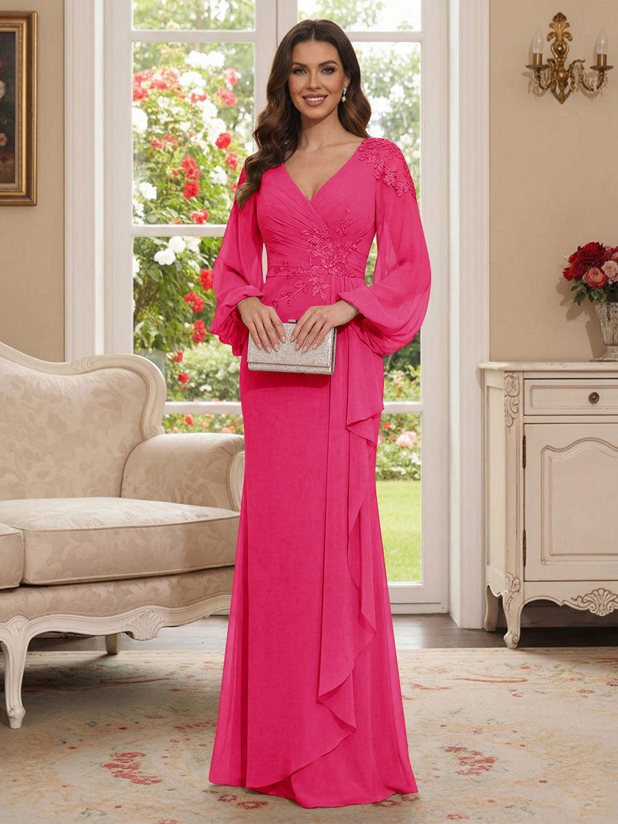 Sophia Mae Fuchsia back view mother of the bride dress