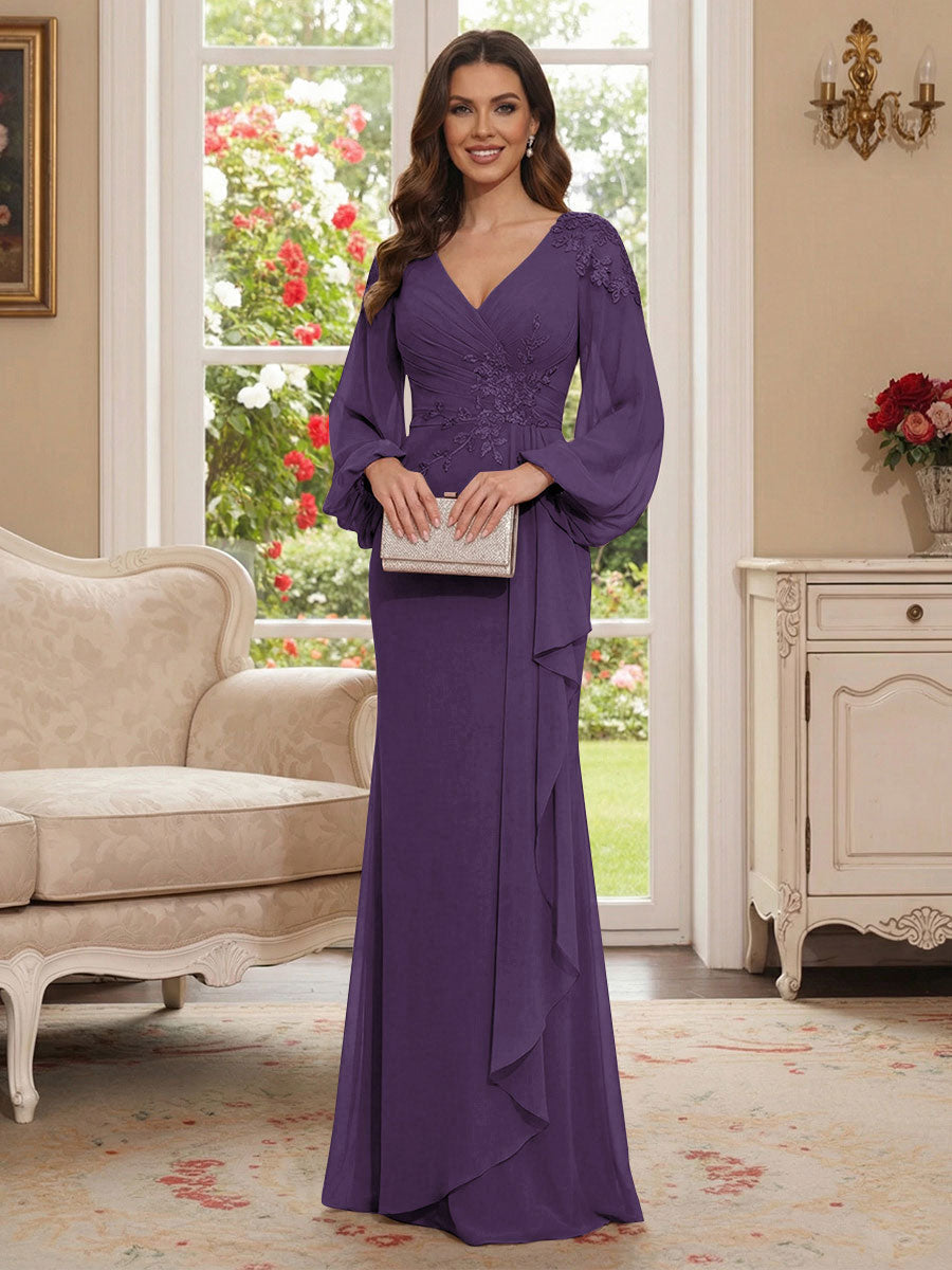 Sophia Mae Grape front view mother of the bride dress