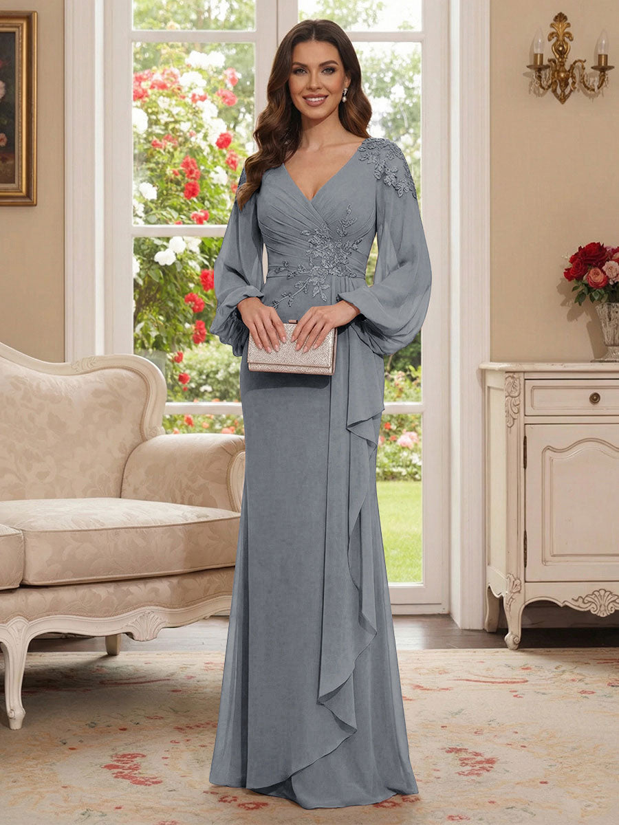Sophia Mae Grey front view mother of the bride dress