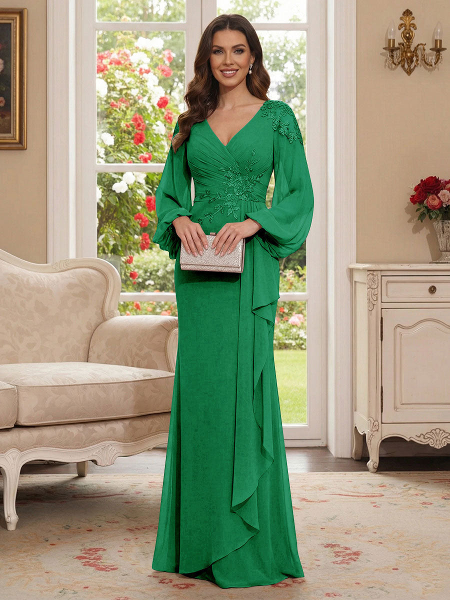 Sophia Mae Forest Green front view mother of the bride dress