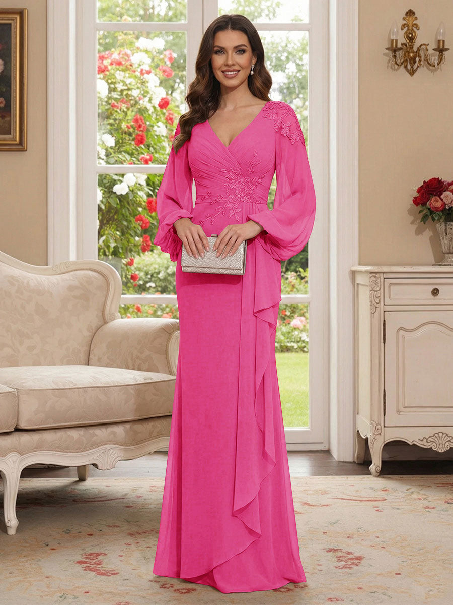 Sophia Mae Hot Pink front view mother of the bride dress