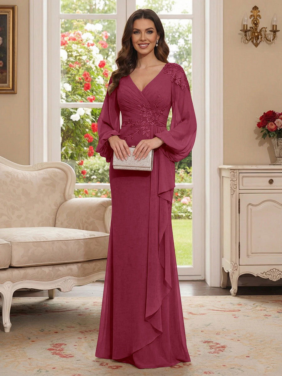 Sophia Mae Burgundy back view mother of the bride dress