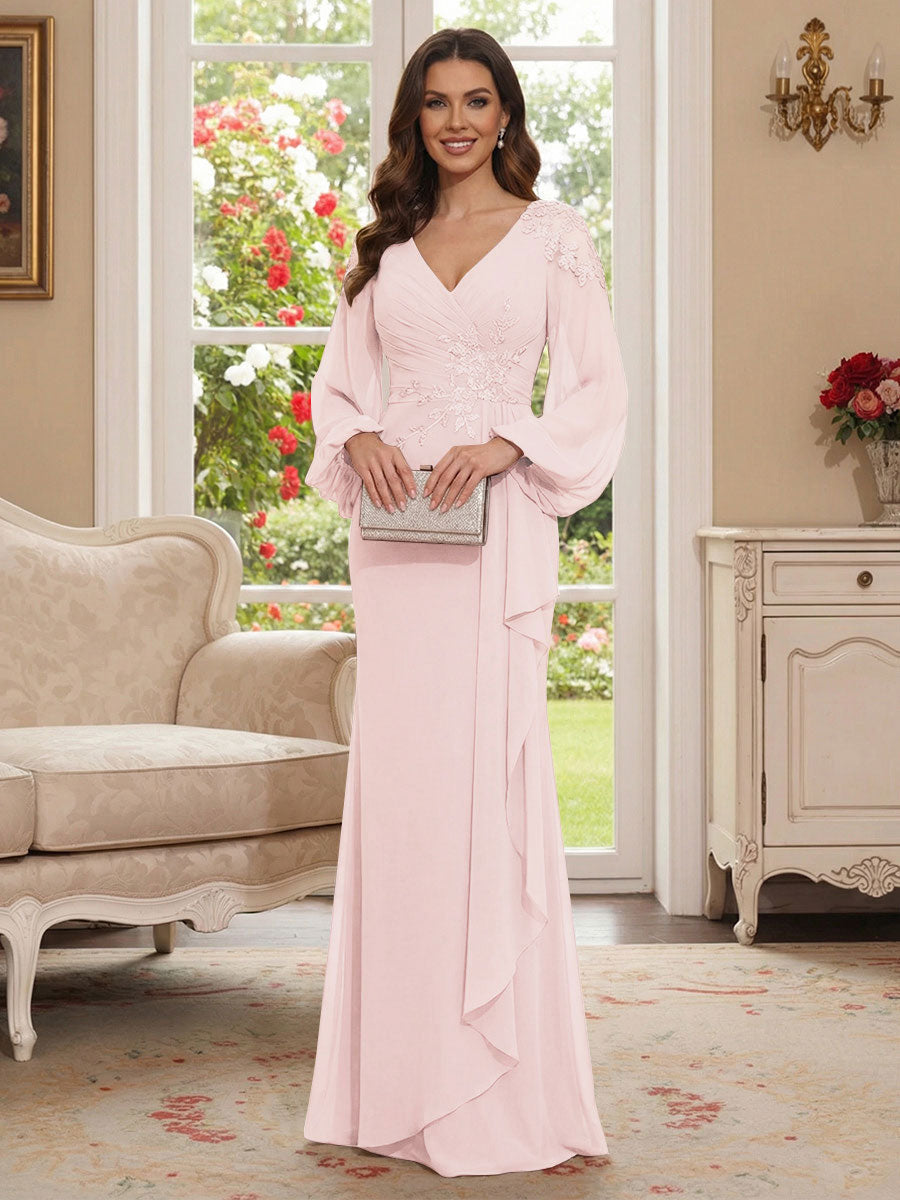 Sophia Mae Pearl Pink front view mother of the bride dress