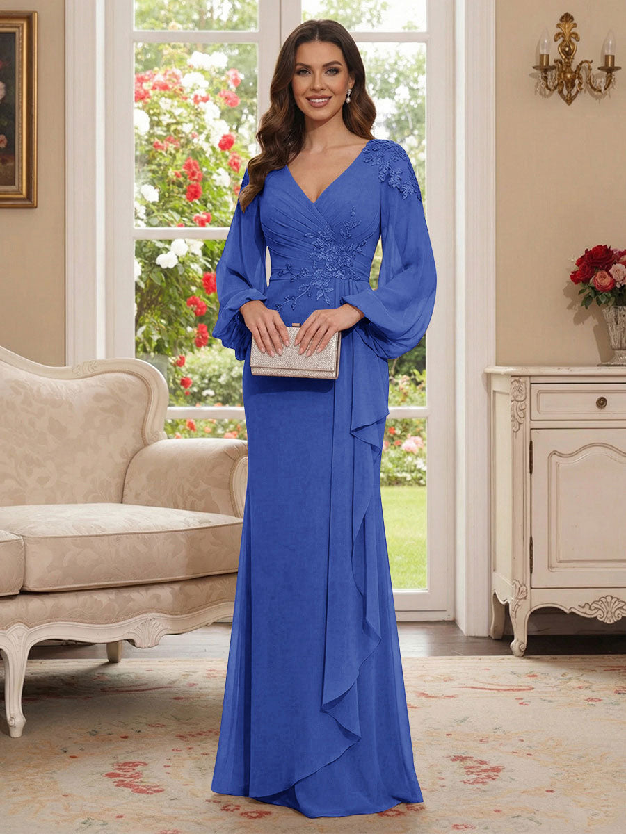Sophia Mae Royal Blue back view mother of the bride dress