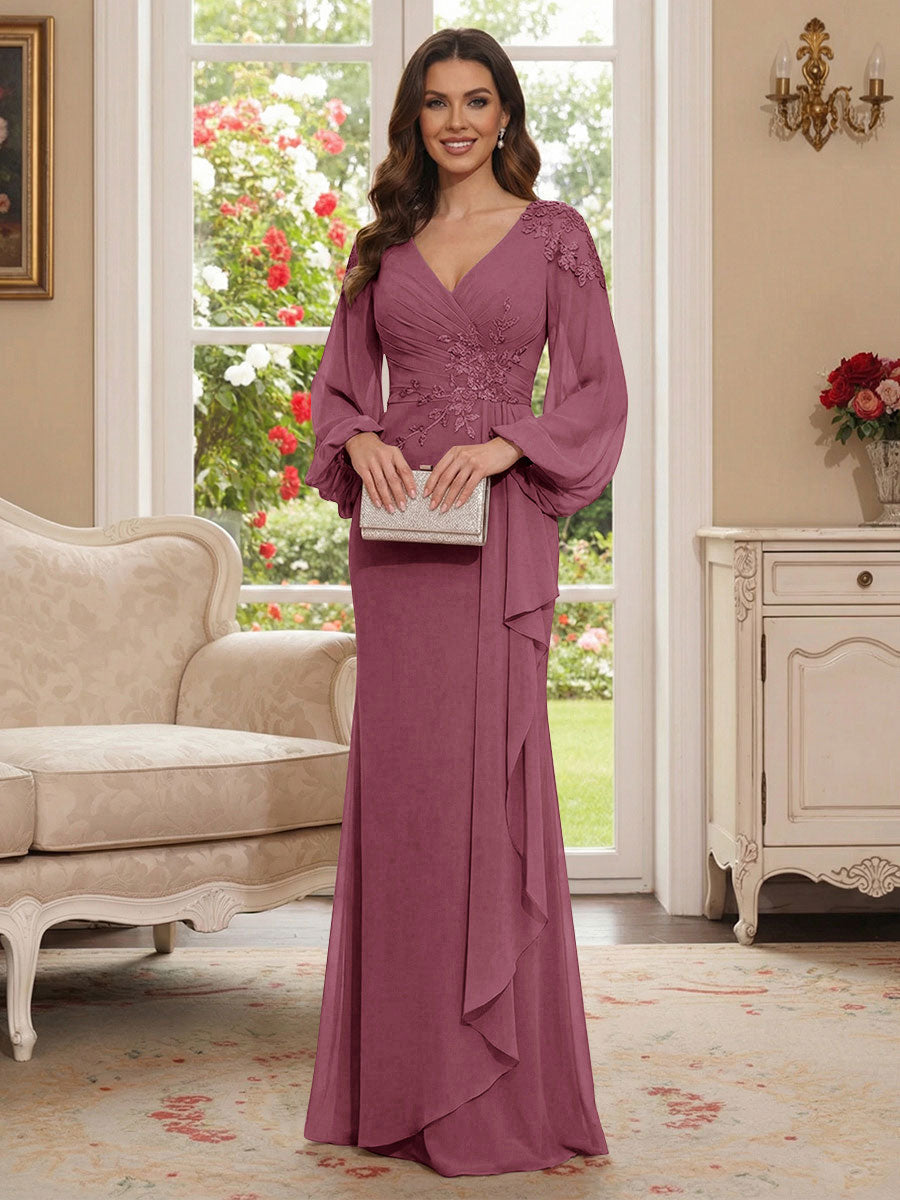 Sophia Mae Plum front view mother of the bride dress
