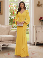 Sophia Mae Gold back view mother of the bride dress