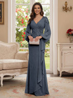 Sophia Mae Navy Blue front view mother of the bride dress