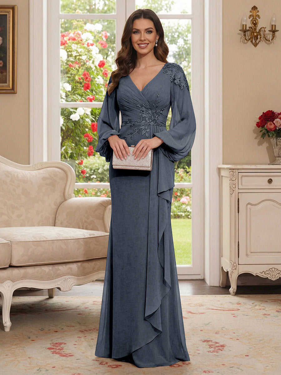Sophia Mae Navy Blue front view mother of the bride dress