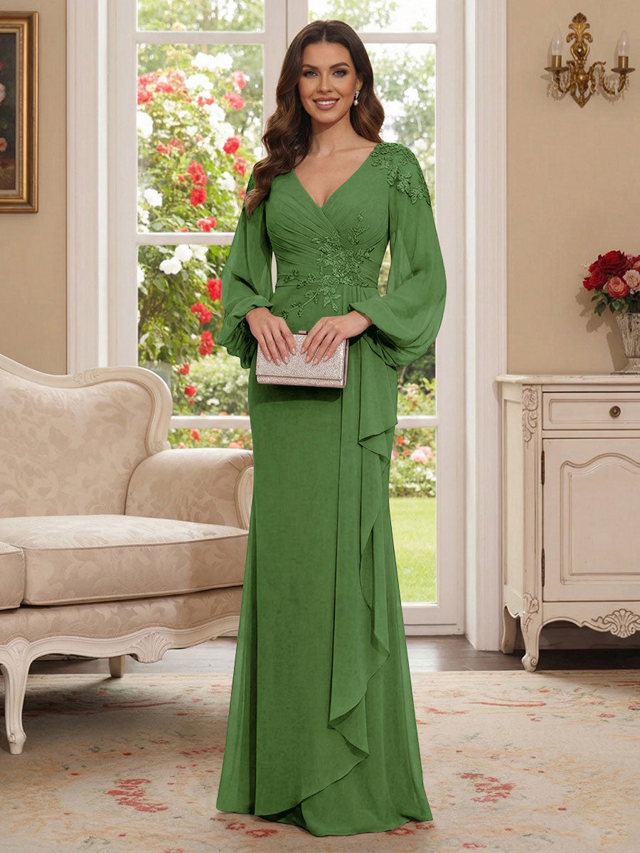 Sophia Mae Olive Green front view mother of the bride dress