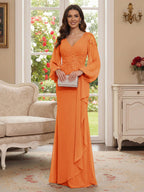 Sophia Mae Orange front view mother of the bride dress