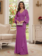 Sophia Mae Orchid front view mother of the bride dress
